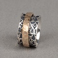 JEH JEWELS JEH JEWELS Ring | Ring zilver met goldfilled modieus kant | Touch of Gold