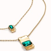 UNOde50 UNOde50 Ketting | SER MAGNETICA | VERGULD | GROEN KRISTAL | COL1957VRDORO