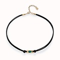 UNOde50 UNOde50 Ketting | SER MAGNETICA | VERGULD | LEER | GROEN KRISTAL | FW24