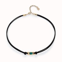UNOde50 UNOde50 Ketting | SER MAGNETICA | VERGULD | LEER | GROEN KRISTAL | FW24