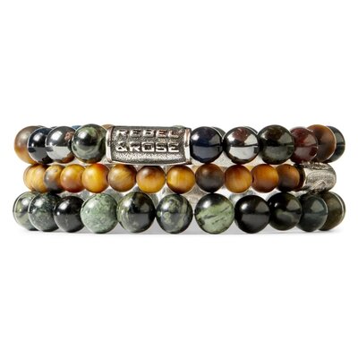 REBEL & ROSE REBEL & ROSE Armband | Green Rocks | 8 mm