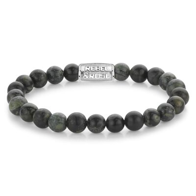 REBEL & ROSE REBEL & ROSE Armband | Green Rocks | 8 mm