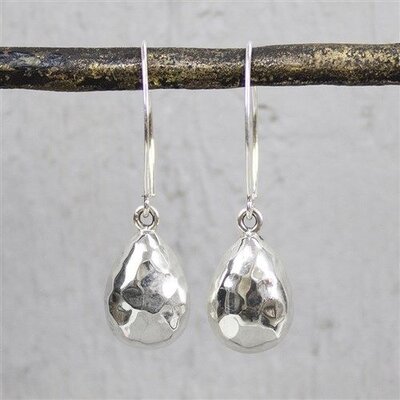 JEH JEWELS JEH JEWELS Oorbellen | Oorbel zilver hamerslag lang | 17982