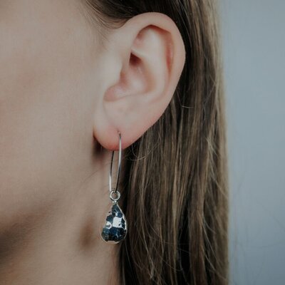 JEH JEWELS JEH JEWELS Oorbellen | Oorbel zilver hamerslag lang | 17982