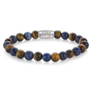 REBEL & ROSE REBEL & ROSE Armband | Mix Tiger Lapis | 8 mm