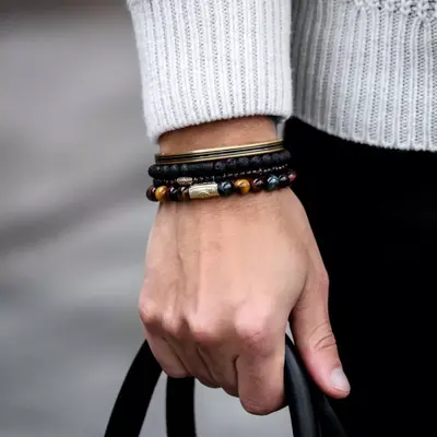 REBEL & ROSE REBEL & ROSE Armband | Black Moon - All-Black | 8 mm