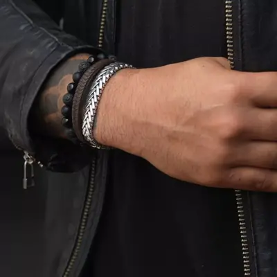 REBEL & ROSE REBEL & ROSE Armband |Black Rocks - All-Black | 8 mm