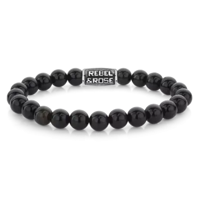 REBEL & ROSE REBEL & ROSE Armband |Black Velvet Vintage| 8 mm