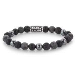 REBEL & ROSE REBEL & ROSE Armband |Grey Rocks Vintage| 8 mm
