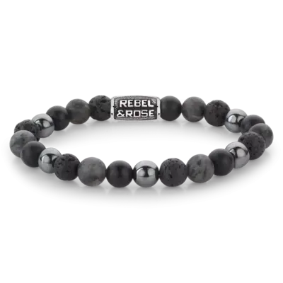 REBEL & ROSE REBEL & ROSE Armband |Grey Rocks Vintage| 8 mm