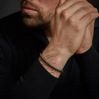 REBEL & ROSE REBEL & ROSE Armband | Grey Silver Shine DV | 6 mm