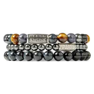 REBEL & ROSE REBEL & ROSE Armband | Grey Silver Shine DV | 6 mm