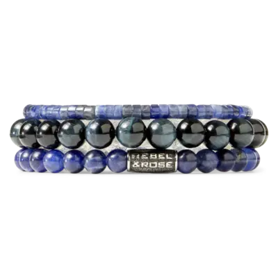 REBEL & ROSE REBEL & ROSE Armband | Midnight Blue Vintage | 6 mm