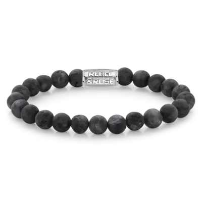 REBEL & ROSE REBEL & ROSE Armband | Matt Grey Seduction | 8 mm
