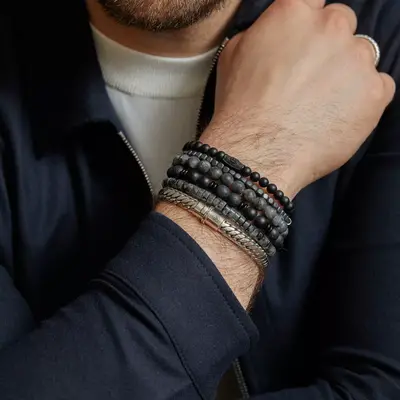 REBEL & ROSE REBEL & ROSE Armband | Matt Grey Seduction | 8 mm