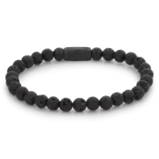 REBEL & ROSE REBEL & ROSE Armband | Black Moon - All-Black | 6 mm