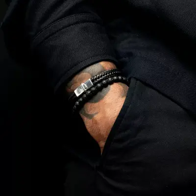 REBEL & ROSE REBEL & ROSE Armband | Black Moon - All-Black | 6 mm