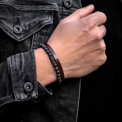 REBEL & ROSE REBEL & ROSE Armband | Black Moon - All-Black | 6 mm