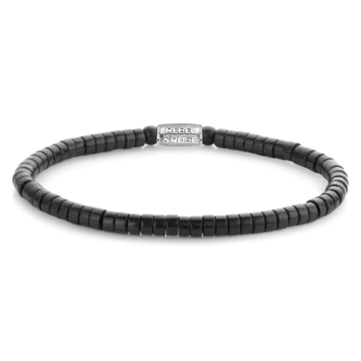 REBEL & ROSE REBEL & ROSE Armband | Slices - The Black Stone | 4 mm