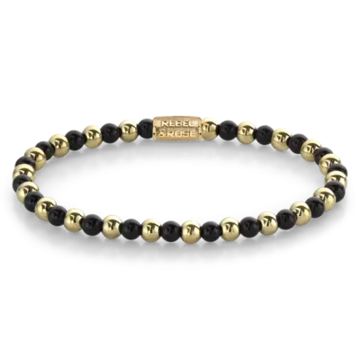 REBEL & ROSE REBEL & ROSE Armband | Mix Black Madonna | Agaat | 4 mm | RR-40061-G