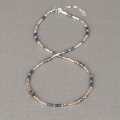 JEH JEWELS JEH JEWELS Ketting | Collier zilver oxy en Goldfilled buisjes | 19685