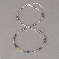 JEH JEWELS JEH JEWELS Ketting | Collier zilver oxy en Goldfilled buisjes