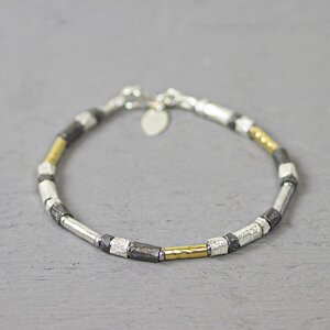 JEH JEWELS JEH JEWELS Armband | zilver oxy + Goldfilled | Touch of Gold