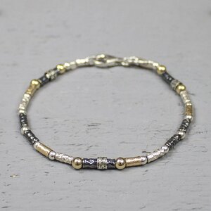 JEH JEWELS JEH JEWELS Armband | Zilver Oxy &  Goldfilled buisjes | Touch of Gold