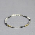 JEH JEWELS JEH JEWELS Armband | Zilver Oxy/wit + Goldfilled | Touch of Gold