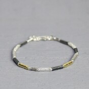 JEH JEWELS JEH JEWELS Armband | Zilver Oxy/wit + Goldfilled | Touch of Gold | 17710