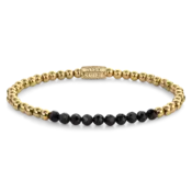 REBEL & ROSE REBEL & ROSE Armband | Black Glam Rocks meet Yellow | 4 mm | RR-40152-G