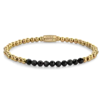 REBEL & ROSE REBEL & ROSE Armband | Black Glam Rocks meet Yellow | 4 mm