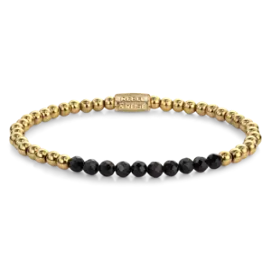 REBEL & ROSE REBEL & ROSE Armband | Black Glam Rocks meet Yellow | 4 mm
