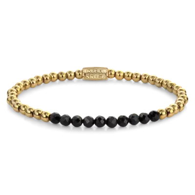 REBEL & ROSE REBEL & ROSE Armband | Black Glam Rocks meet Yellow | 4 mm | RR-40152-G
