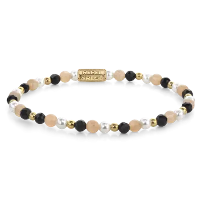 REBEL & ROSE REBEL & ROSE Armband | Black Glam Rocks Party | 4 mm | RR-40154-G