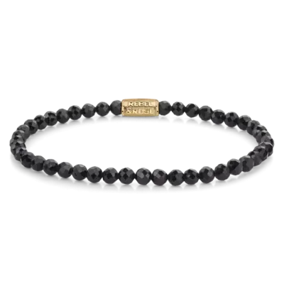 REBEL & ROSE REBEL & ROSE Armband | Black Glam Rocks | 4 mm | RR-40153-G