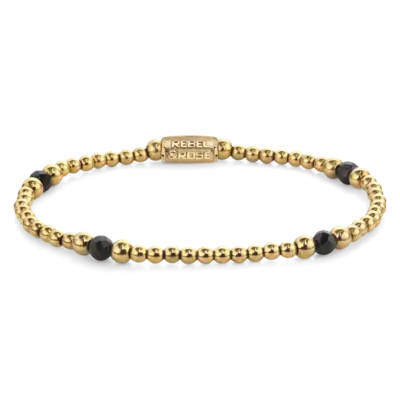 REBEL & ROSE REBEL & ROSE Armband | Touch of Black Glam Rocks | 4 mm | RR-40151-G
