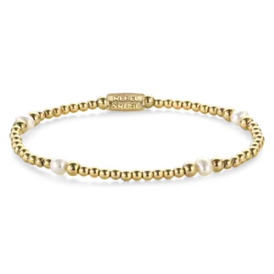 REBEL & ROSE REBEL & ROSE Armband | Touch of Pearl Gem | 4 mm  | RR-40136-G