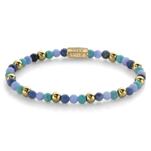 REBEL & ROSE REBEL & ROSE Armband | Winter Blues | Goudkleurig ion-plated | 4 mm