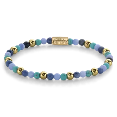 REBEL & ROSE REBEL & ROSE Armband | Winter Blues | Goudkleurig ion-plated | 4 mm | RR-40055-G