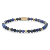 REBEL & ROSE REBEL & ROSE Armband | Midnight Blue | Goudkleurig ion-plated | 4 mm | RR-40129-G