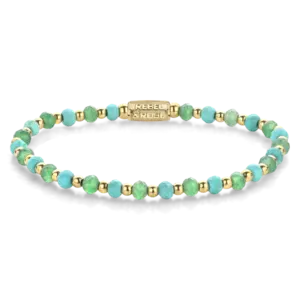 REBEL & ROSE REBEL & ROSE Armband | Blue Green Adventure | Goudkleurig ion-plated | 4 mm