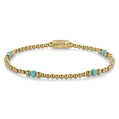 REBEL & ROSE REBEL & ROSE Armband | Touch of Turquoise | 4 mm | RR-40142-G
