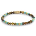 REBEL & ROSE REBEL & ROSE Armband | Mix Tiger Turquoise | Goudkleurig ion-plated | 4 mm