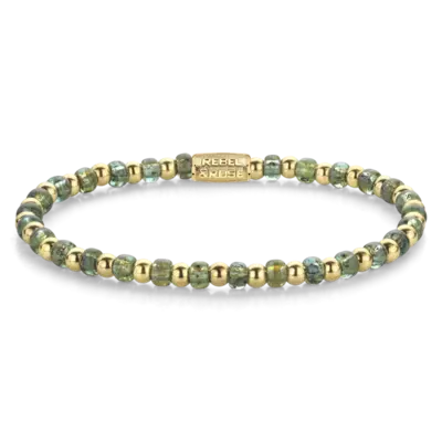 REBEL & ROSE REBEL & ROSE Armband | Mix Glass Rocks Secret Garden Gold | 4 mm | RR-40145-G
