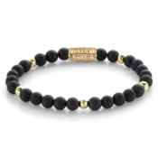 REBEL & ROSE REBEL & ROSE Armband | Matt Black Madonna | Goudkleurig ion-plated | 6 mm  | RR-60078-G