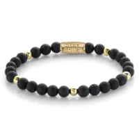 REBEL & ROSE REBEL & ROSE Armband | Matt Black Madonna | Goudkleurig ion-plated | 6 mm