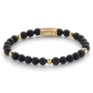 REBEL & ROSE REBEL & ROSE Armband | Matt Black Madonna | Goudkleurig ion-plated | 6 mm