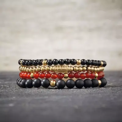REBEL & ROSE REBEL & ROSE Armband | Matt Black Madonna | Goudkleurig ion-plated | 6 mm  | RR-60078-G