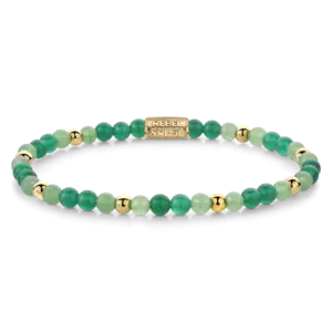 REBEL & ROSE REBEL & ROSE Armband | Green Morning Vibes | Goudkleurig ion-plated | 4 mm